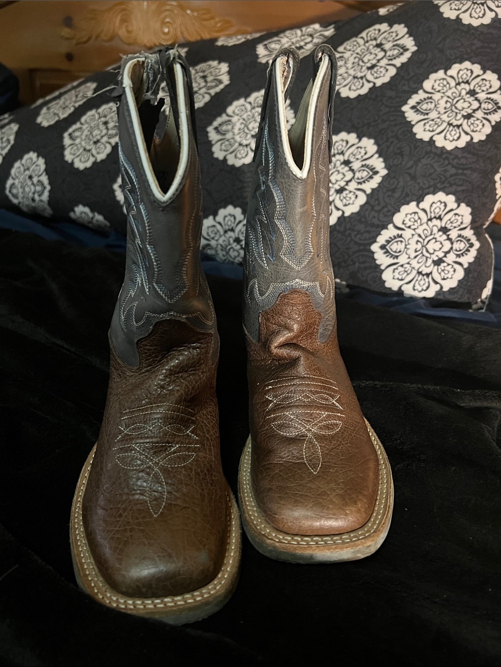 Old West Two-Tone Brown and Gray Cowboy Boots